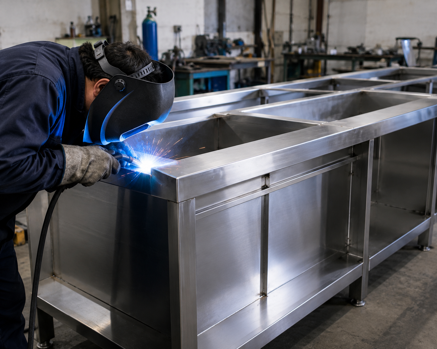 Custom stainless steel fabrication for commercial kitchens